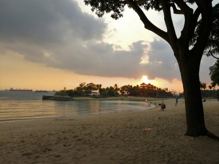 Beach at Singapore's Sentosa at sunset